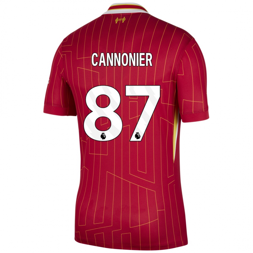 Gyermek Oakley Cannonier #87 Piros Sárga Fehér Hazai Jersey 2024/25 Mez Póló Ing