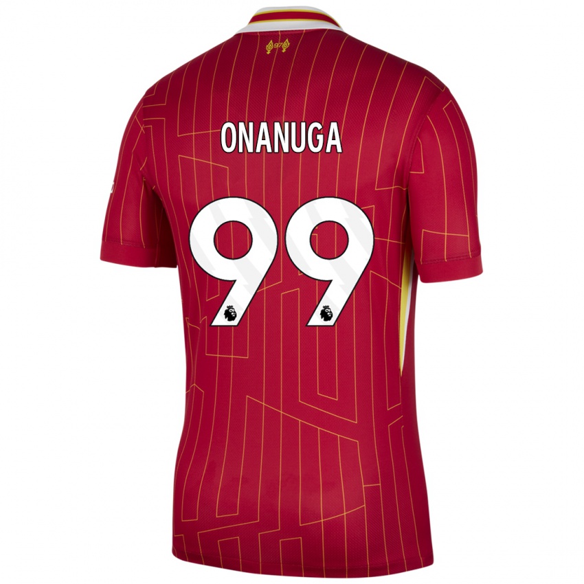 Gyermek Fola Onanuga #99 Piros Sárga Fehér Hazai Jersey 2024/25 Mez Póló Ing