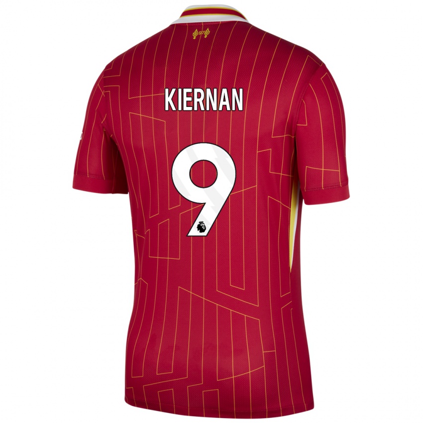 Gyermek Leanne Kiernan #9 Piros Sárga Fehér Hazai Jersey 2024/25 Mez Póló Ing