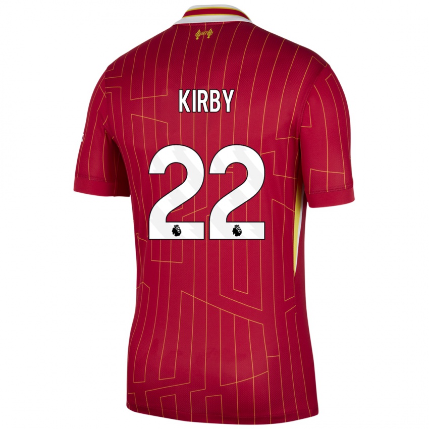 Gyermek Faye Kirby #22 Piros Sárga Fehér Hazai Jersey 2024/25 Mez Póló Ing