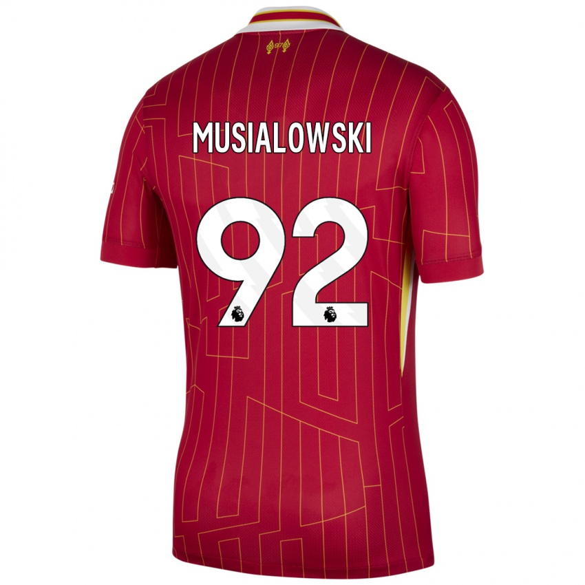 Gyermek Mateusz Musialowski #92 Piros Sárga Fehér Hazai Jersey 2024/25 Mez Póló Ing