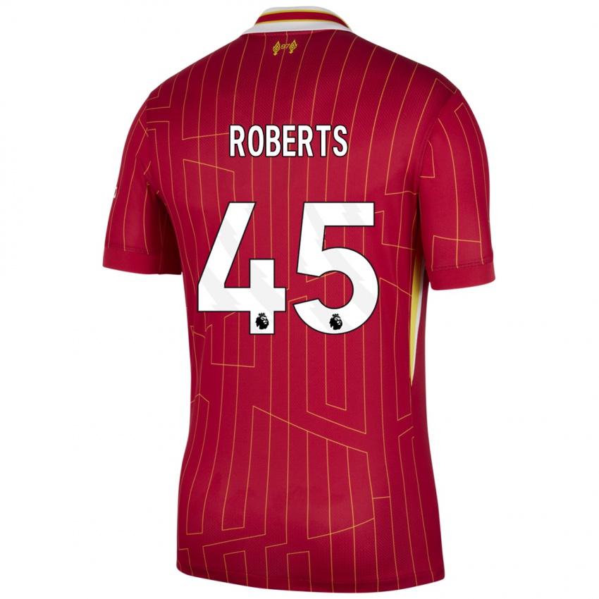 Gyermek Iwan Roberts #45 Piros Sárga Fehér Hazai Jersey 2024/25 Mez Póló Ing