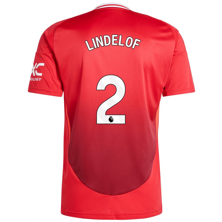 Gyermek Victor Lindelof #2 Élénkpiros Hazai Jersey 2024/25 Mez Póló Ing