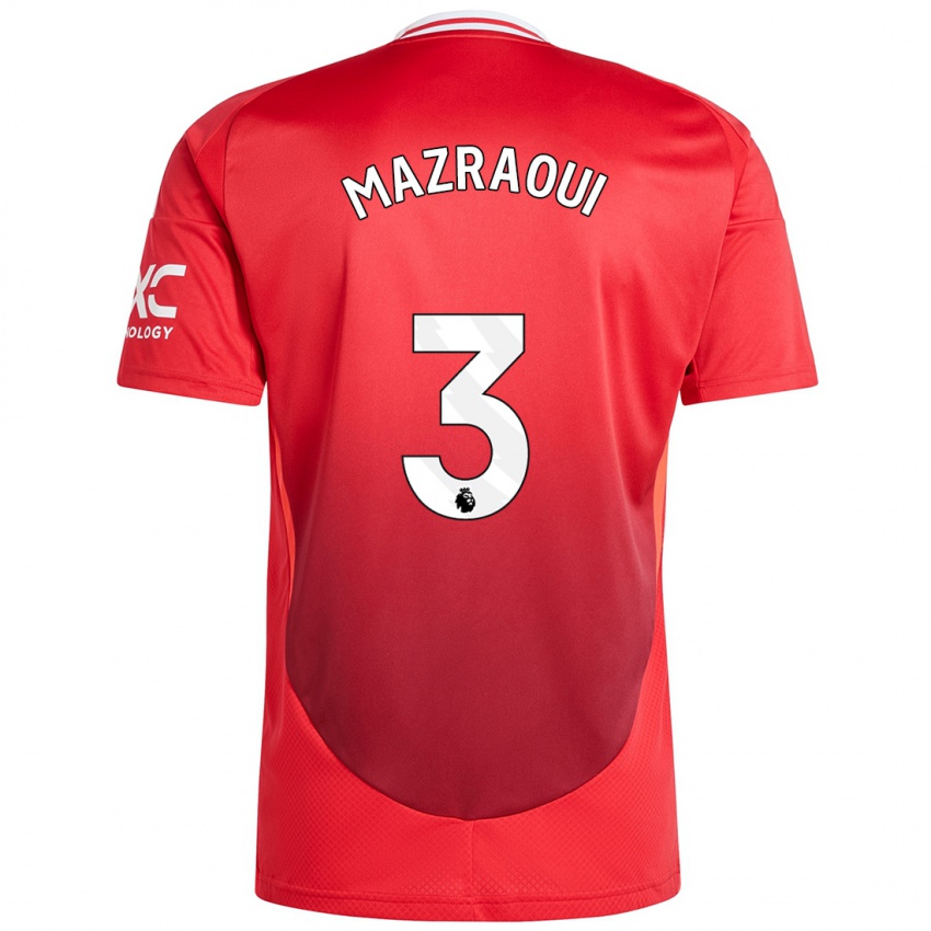 Gyermek Noussair Mazraoui #3 Élénkpiros Hazai Jersey 2024/25 Mez Póló Ing