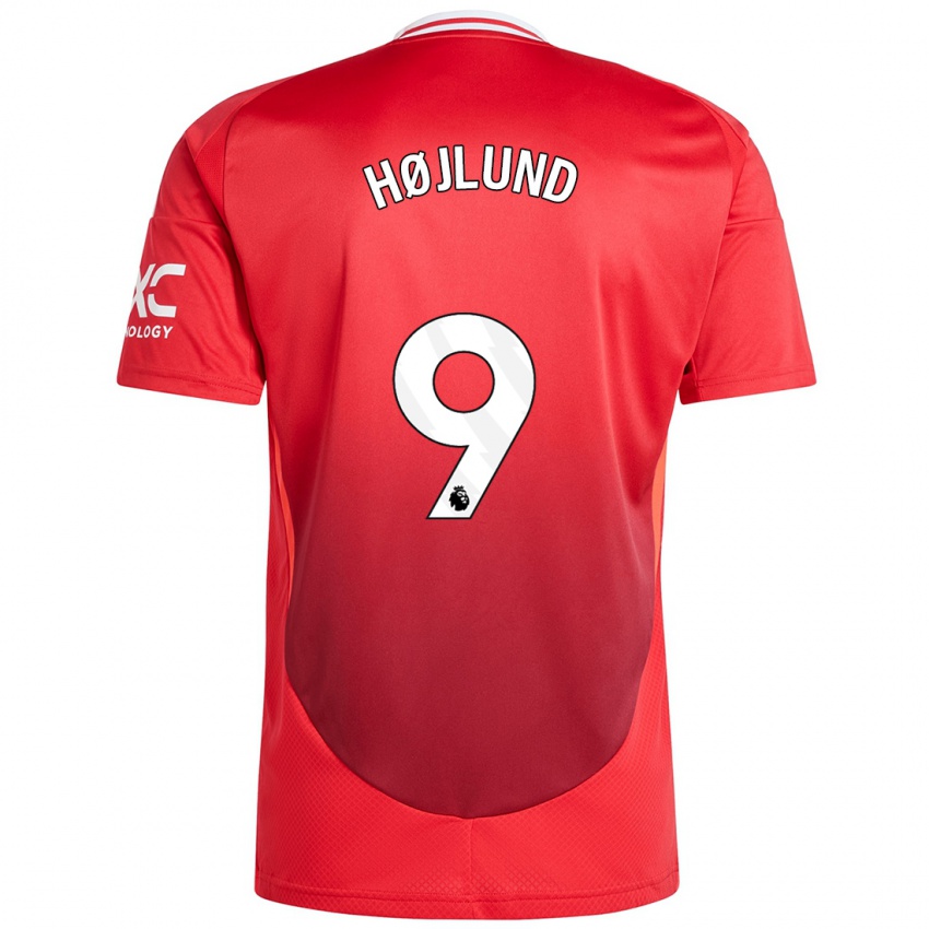 Gyermek Rasmus Højlund #9 Élénkpiros Hazai Jersey 2024/25 Mez Póló Ing