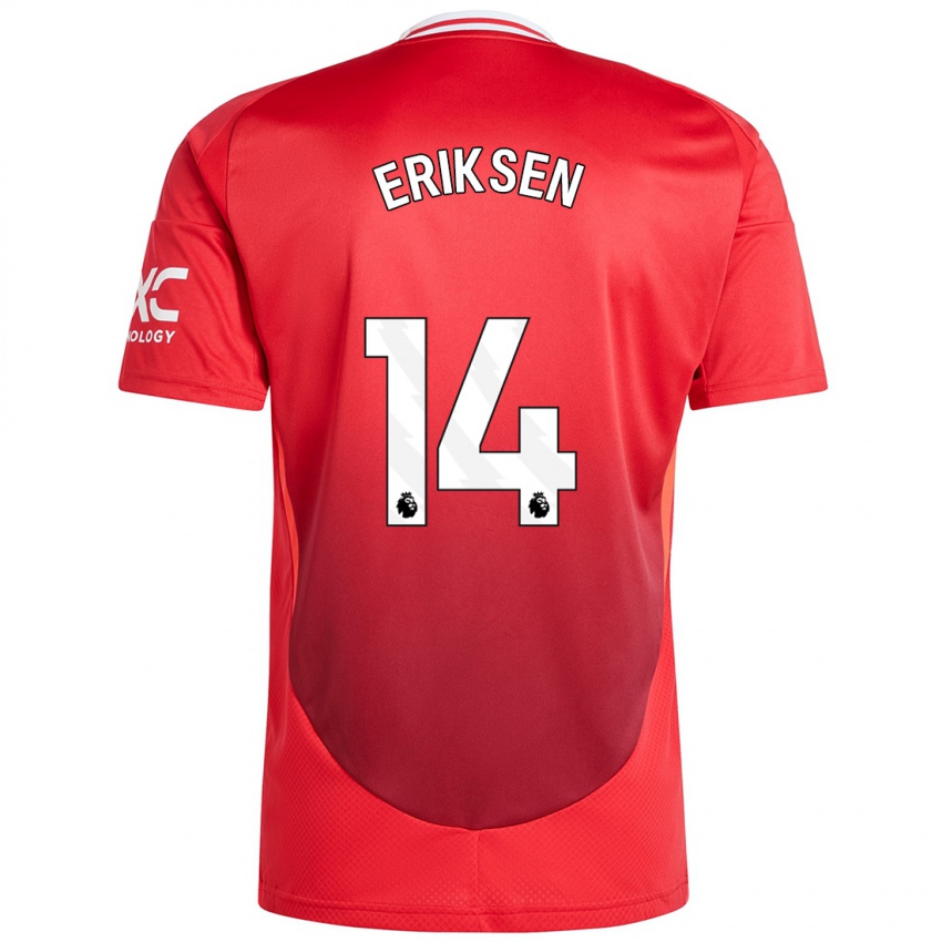 Gyermek Christian Eriksen #14 Élénkpiros Hazai Jersey 2024/25 Mez Póló Ing