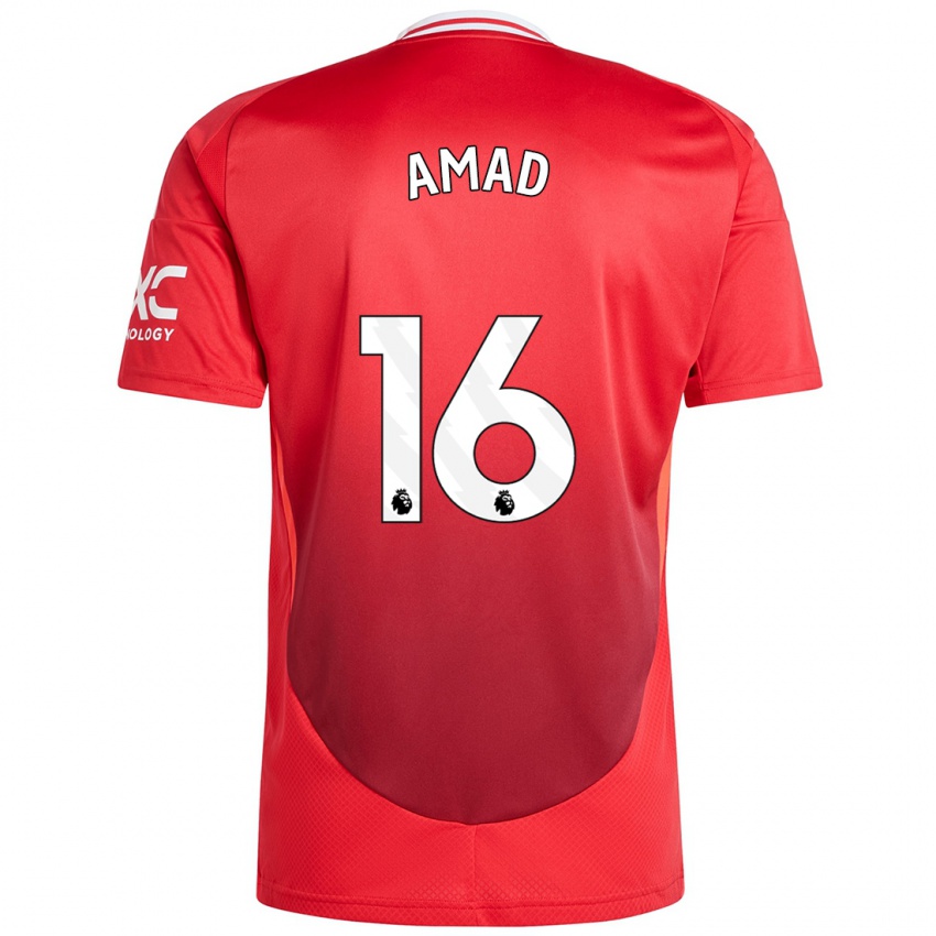 Gyermek Amad Diallo #16 Élénkpiros Hazai Jersey 2024/25 Mez Póló Ing