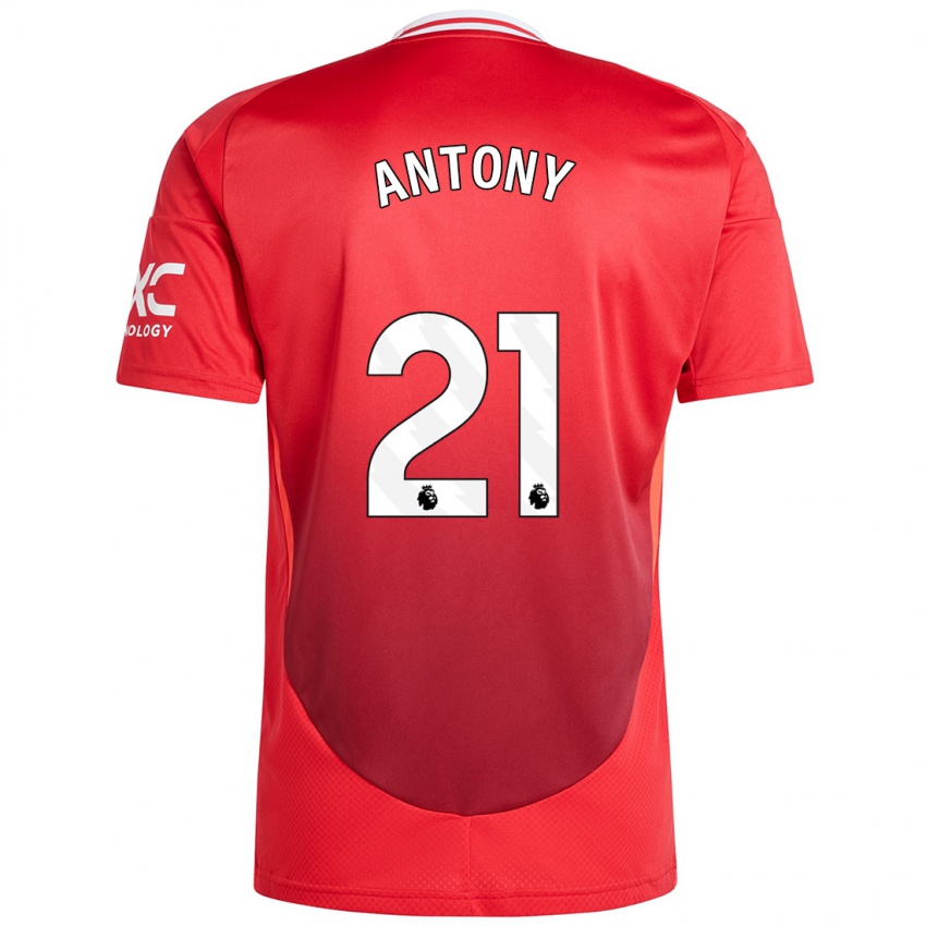 Gyermek Antony #21 Élénkpiros Hazai Jersey 2024/25 Mez Póló Ing