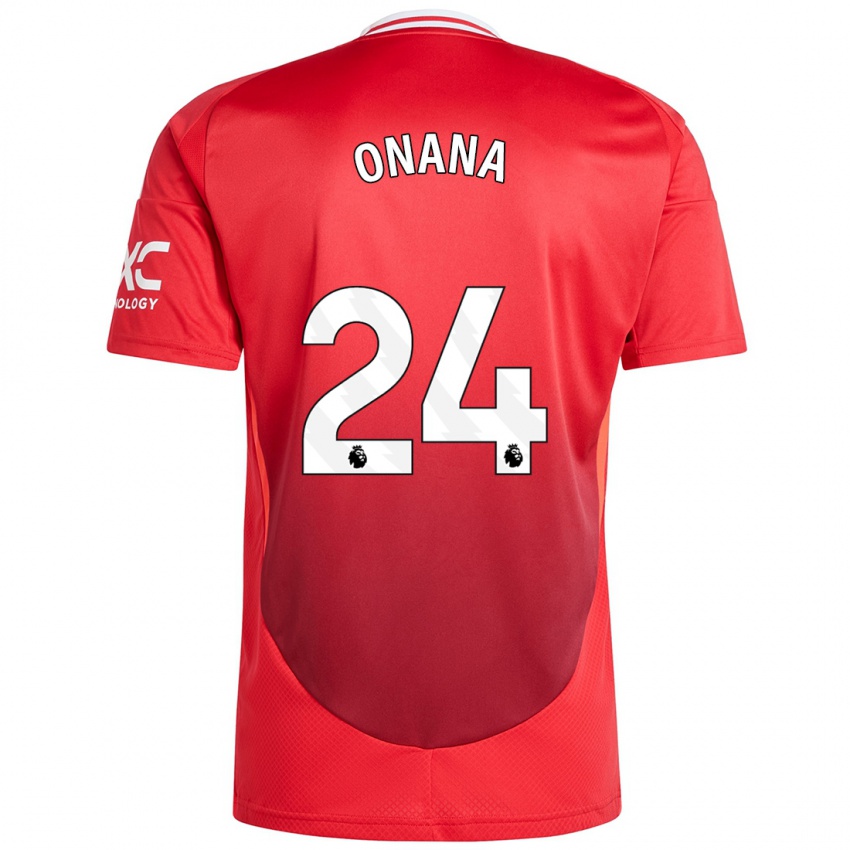 Gyermek Andre Onana #24 Élénkpiros Hazai Jersey 2024/25 Mez Póló Ing