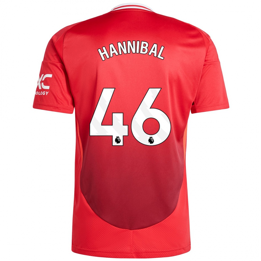 Gyermek Hannibal Mejbri #46 Élénkpiros Hazai Jersey 2024/25 Mez Póló Ing