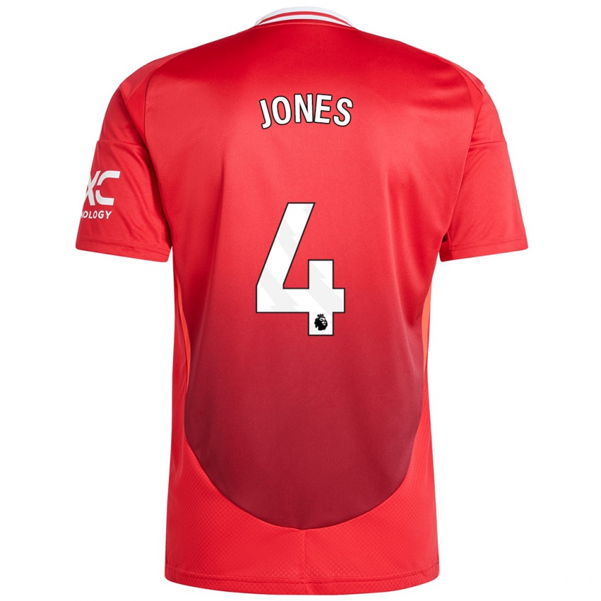 Gyermek Phil Jones #4 Élénkpiros Hazai Jersey 2024/25 Mez Póló Ing