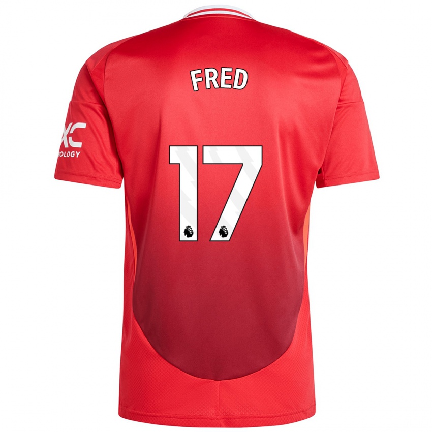 Gyermek Fred #17 Élénkpiros Hazai Jersey 2024/25 Mez Póló Ing