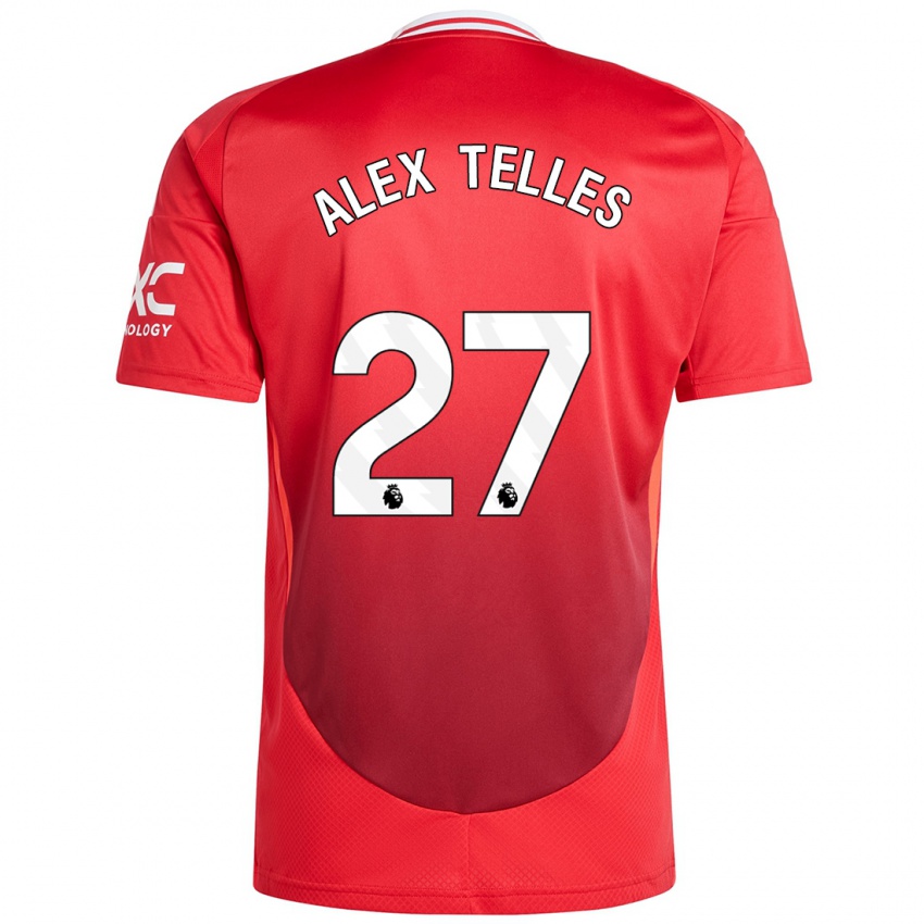 Gyermek Alex Nicolao Telles #27 Élénkpiros Hazai Jersey 2024/25 Mez Póló Ing