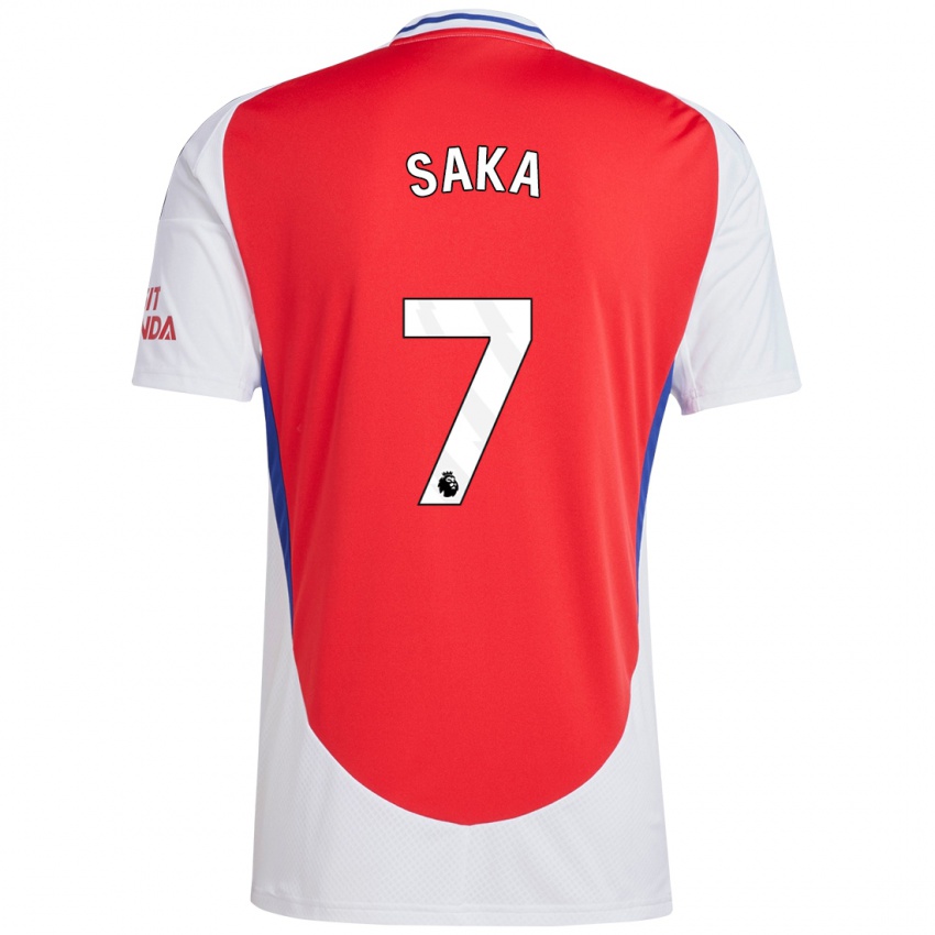 Gyermek Bukayo Saka #7 Piros Fehér Hazai Jersey 2024/25 Mez Póló Ing