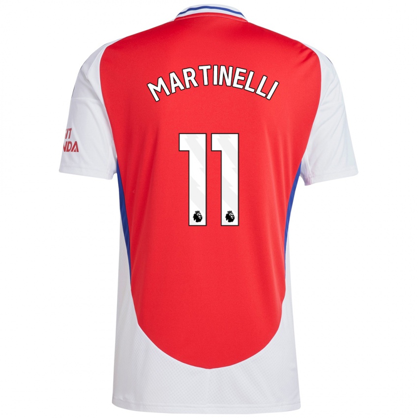 Gyermek Gabriel Martinelli #11 Piros Fehér Hazai Jersey 2024/25 Mez Póló Ing