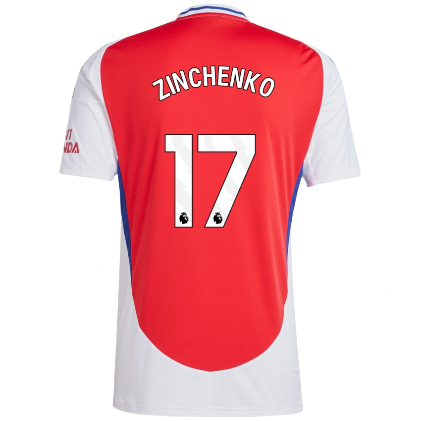 Gyermek Oleksandr Zinchenko #17 Piros Fehér Hazai Jersey 2024/25 Mez Póló Ing