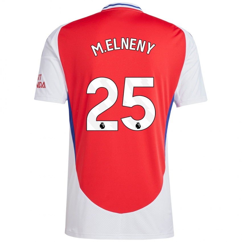 Gyermek Mohamed Elneny #25 Piros Fehér Hazai Jersey 2024/25 Mez Póló Ing