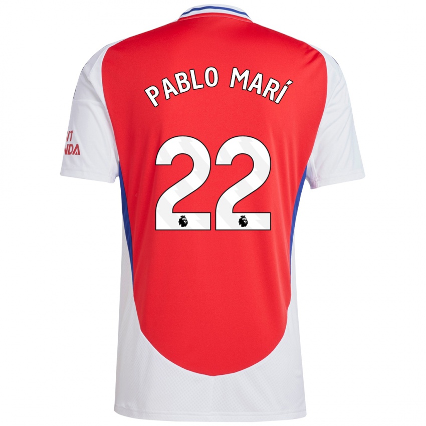 Gyermek Pablo Mari #22 Piros Fehér Hazai Jersey 2024/25 Mez Póló Ing