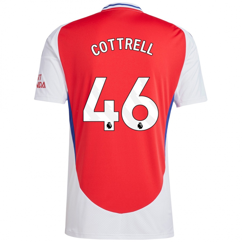 Gyermek Ben Cottrell #46 Piros Fehér Hazai Jersey 2024/25 Mez Póló Ing