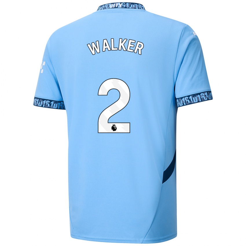 Gyermek Kyle Walker #2 Sötétkék Hazai Jersey 2024/25 Mez Póló Ing