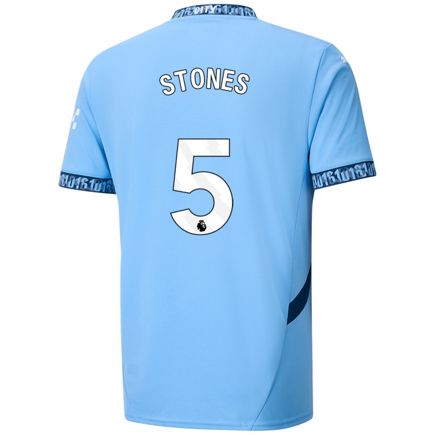 Gyermek John Stones #5 Sötétkék Hazai Jersey 2024/25 Mez Póló Ing