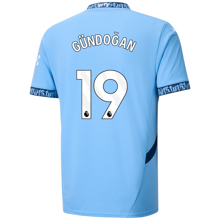 Gyermek Ilkay Gundogan #19 Sötétkék Hazai Jersey 2024/25 Mez Póló Ing