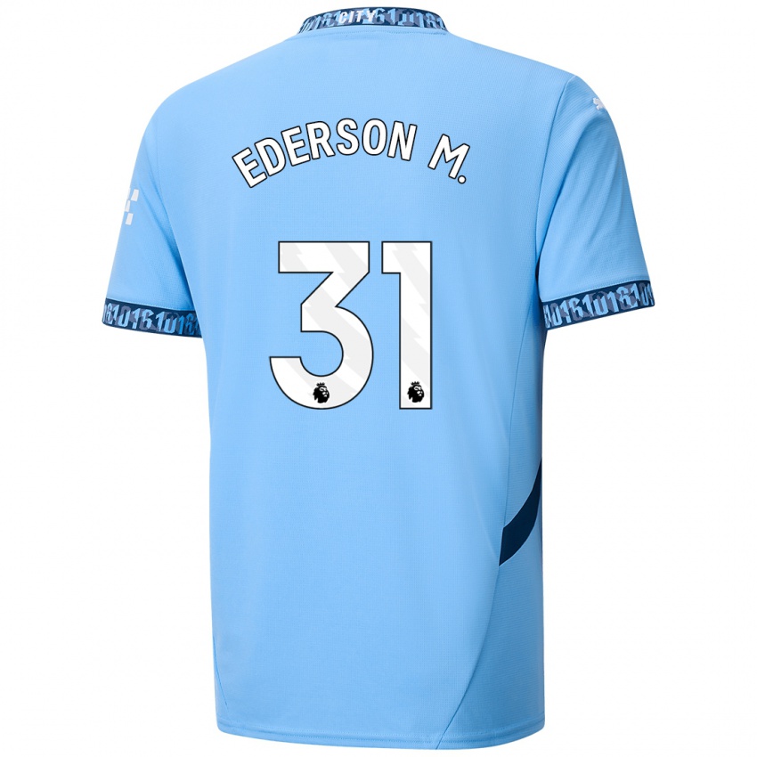 Gyermek Ederson Moraes #31 Sötétkék Hazai Jersey 2024/25 Mez Póló Ing