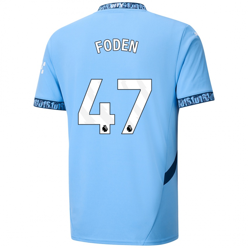 Gyermek Phil Foden #47 Sötétkék Hazai Jersey 2024/25 Mez Póló Ing