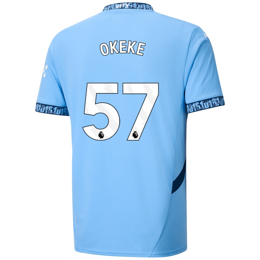 Gyermek Michael Okeke #57 Sötétkék Hazai Jersey 2024/25 Mez Póló Ing