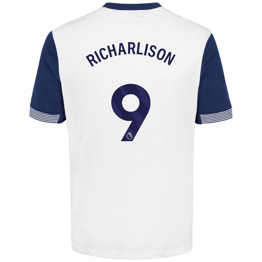 Gyermek Richarlison #9 Fehér Kék Hazai Jersey 2024/25 Mez Póló Ing