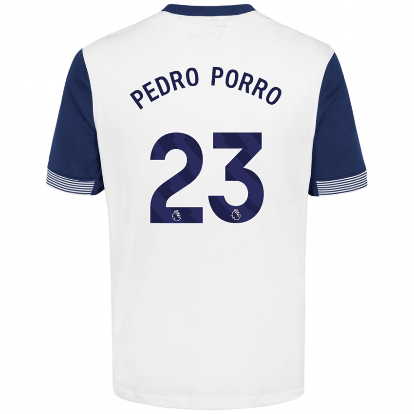 Gyermek Pedro Porro #23 Fehér Kék Hazai Jersey 2024/25 Mez Póló Ing