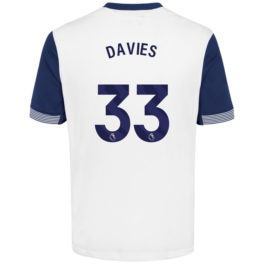 Gyermek Ben Davies #33 Fehér Kék Hazai Jersey 2024/25 Mez Póló Ing