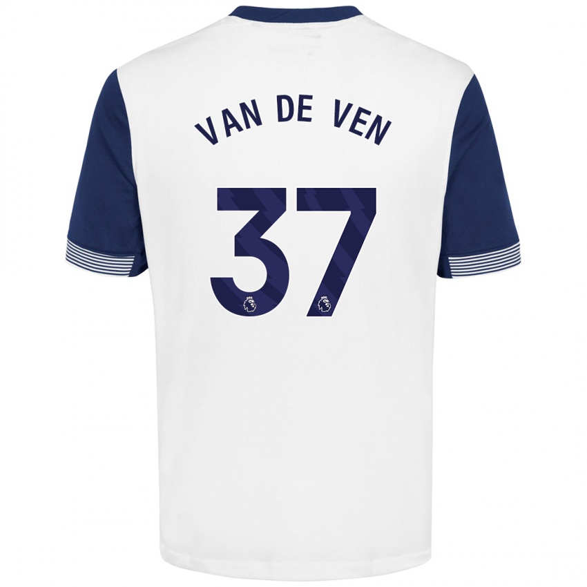 Gyermek Micky Van De Ven #37 Fehér Kék Hazai Jersey 2024/25 Mez Póló Ing