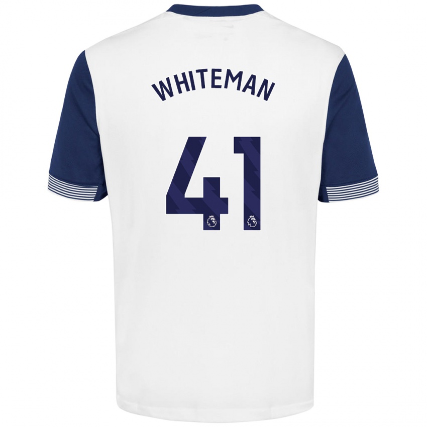 Gyermek Alfie Whiteman #41 Fehér Kék Hazai Jersey 2024/25 Mez Póló Ing