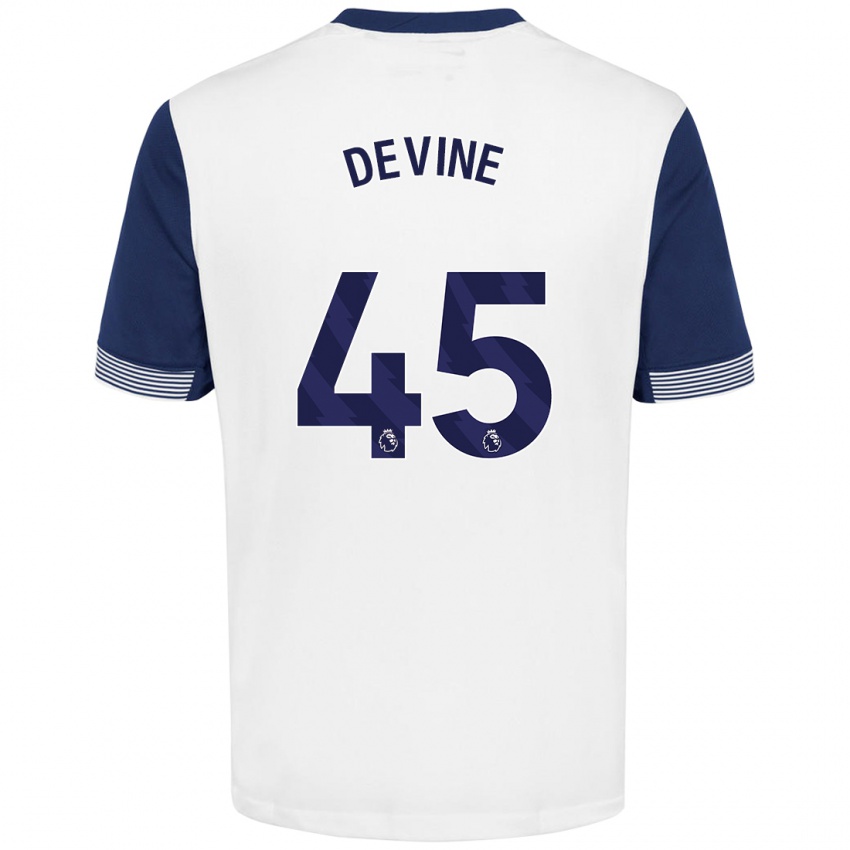 Gyermek Alfie Devine #45 Fehér Kék Hazai Jersey 2024/25 Mez Póló Ing