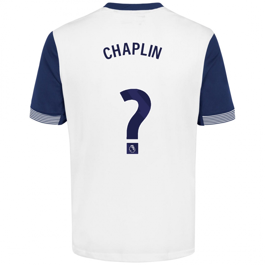 Gyermek Archie Chaplin #0 Fehér Kék Hazai Jersey 2024/25 Mez Póló Ing