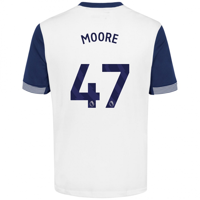 Gyermek Mikey Moore #47 Fehér Kék Hazai Jersey 2024/25 Mez Póló Ing