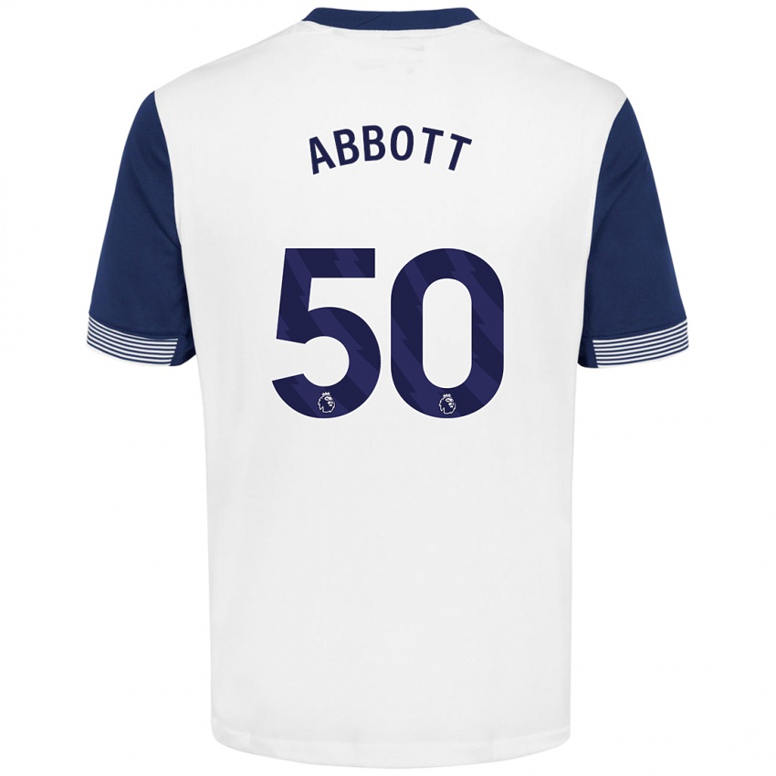 Gyermek George Abbott #50 Fehér Kék Hazai Jersey 2024/25 Mez Póló Ing