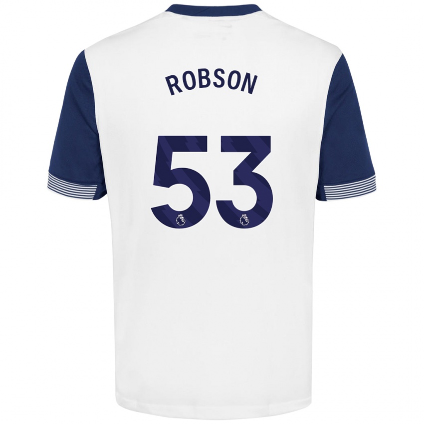 Gyermek Max Robson #53 Fehér Kék Hazai Jersey 2024/25 Mez Póló Ing