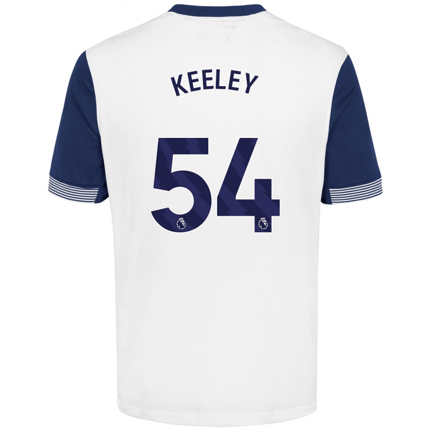 Gyermek Josh Keeley #54 Fehér Kék Hazai Jersey 2024/25 Mez Póló Ing