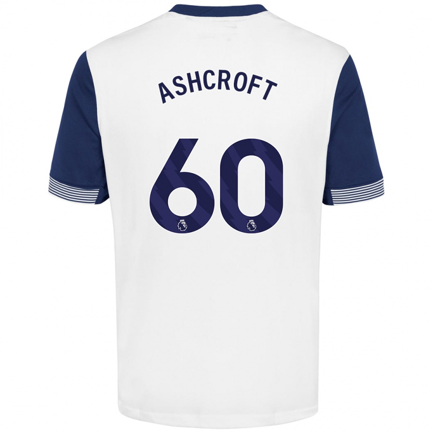 Gyermek Tyrell Ashcroft #60 Fehér Kék Hazai Jersey 2024/25 Mez Póló Ing