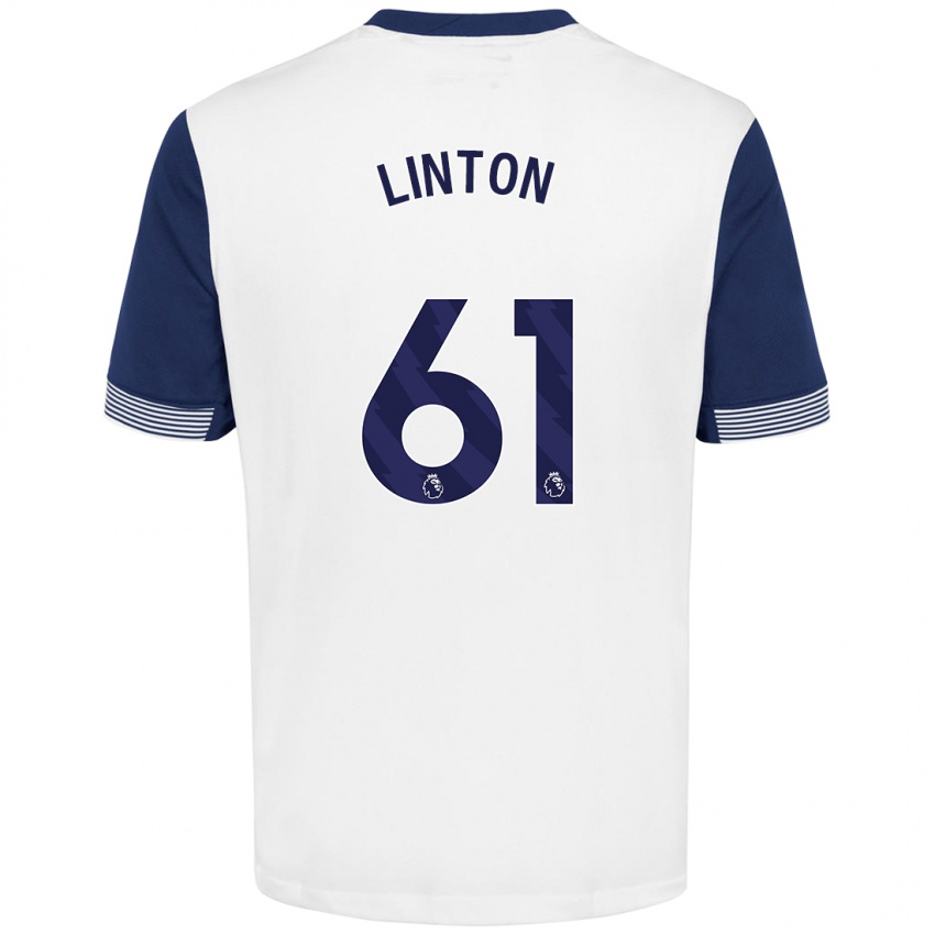 Gyermek Jahziah Linton #61 Fehér Kék Hazai Jersey 2024/25 Mez Póló Ing