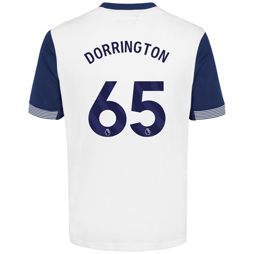 Gyermek Alfie Dorrington #65 Fehér Kék Hazai Jersey 2024/25 Mez Póló Ing