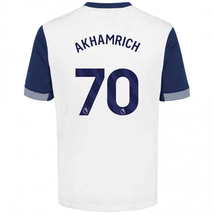 Gyermek Yusuf Akhamrich #70 Fehér Kék Hazai Jersey 2024/25 Mez Póló Ing