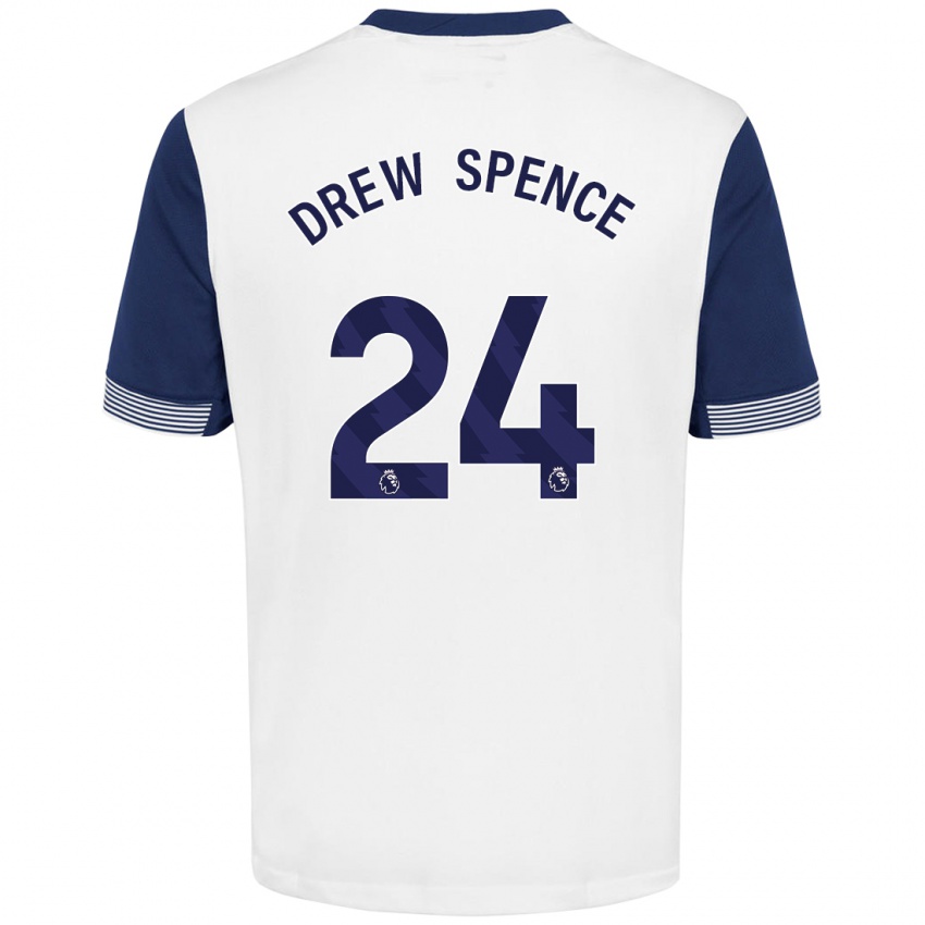 Gyermek Drew Spence #24 Fehér Kék Hazai Jersey 2024/25 Mez Póló Ing