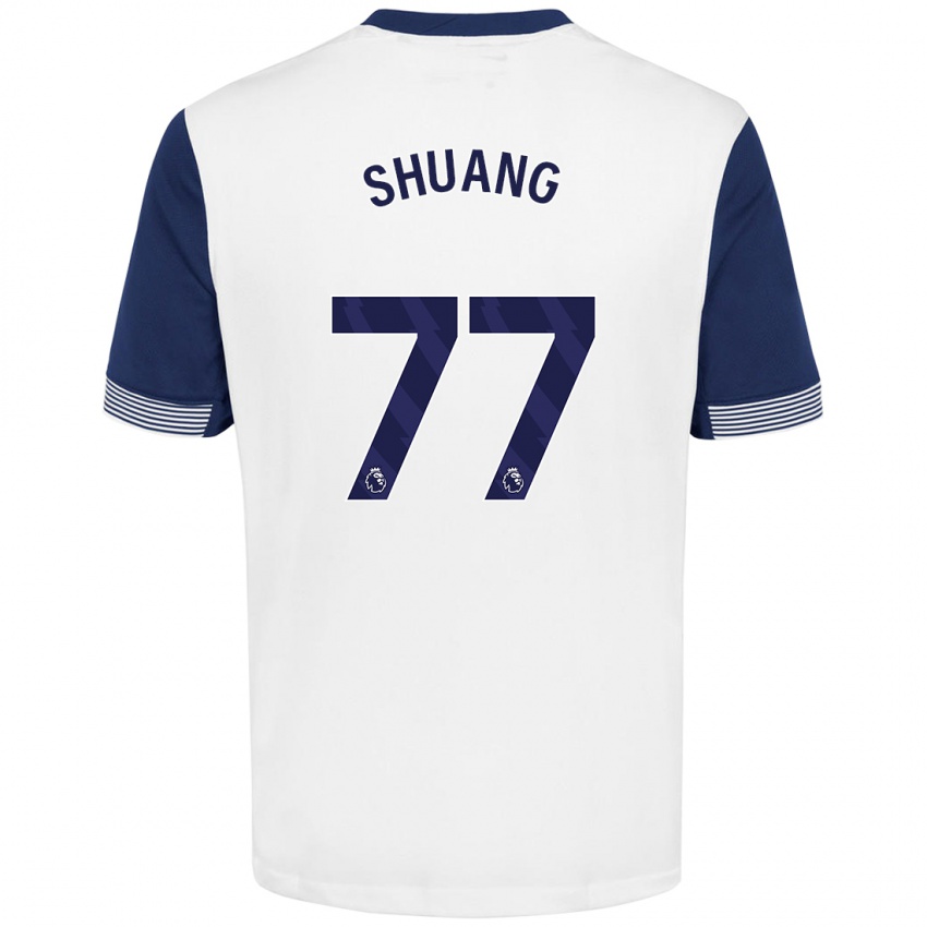 Gyermek Wang Shuang #77 Fehér Kék Hazai Jersey 2024/25 Mez Póló Ing