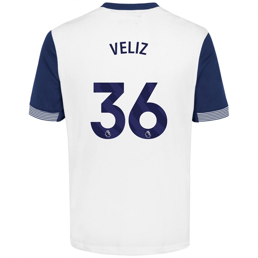 Gyermek Alejo Véliz #36 Fehér Kék Hazai Jersey 2024/25 Mez Póló Ing