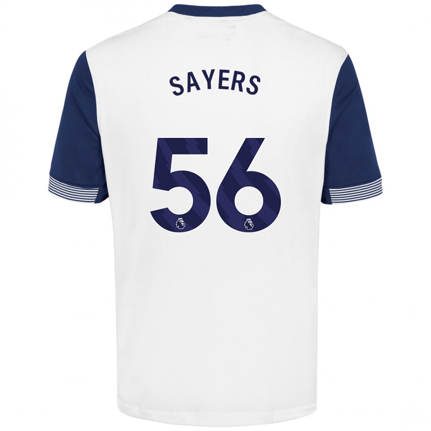 Gyermek Charlie Sayers #56 Fehér Kék Hazai Jersey 2024/25 Mez Póló Ing