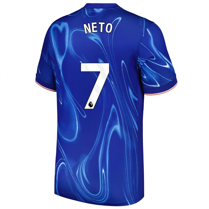 Gyermek Pedro Neto #7 Kék Fehér Hazai Jersey 2024/25 Mez Póló Ing