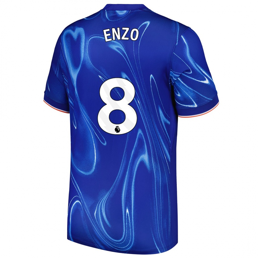 Gyermek Enzo Fernández #8 Kék Fehér Hazai Jersey 2024/25 Mez Póló Ing